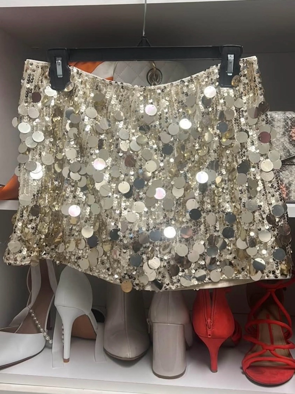 Gold Sequin Mini Skirt - Women